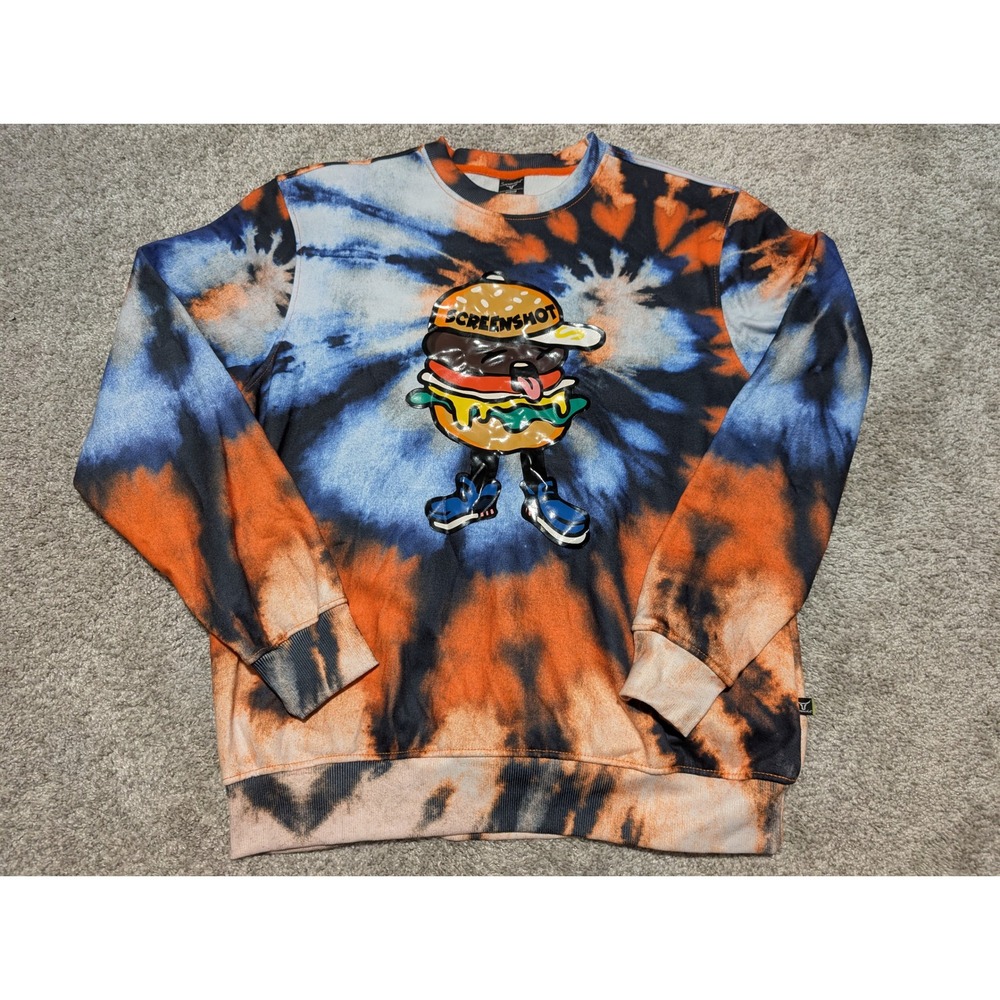 Screenshot Burger Graphic Tie‎ Dye Crewneck Sweatshirt Size Medium